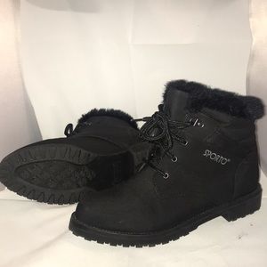 Sporto Insulated Faux Fur Short Black Winter Boots